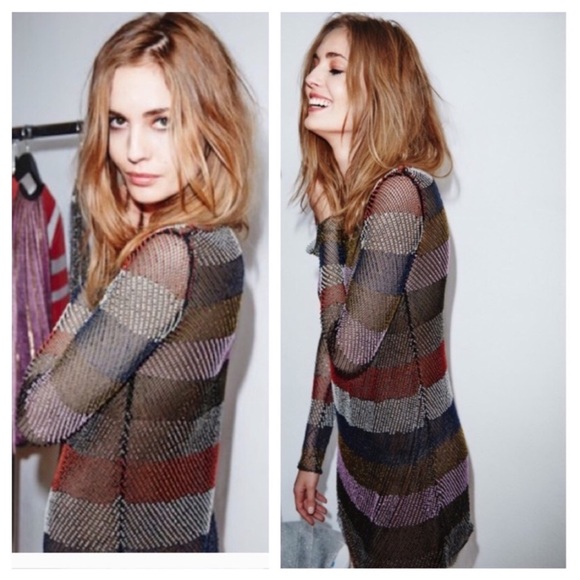 RUNWAY H&M STUDIO Beaded Paris Fashion Week Dress Long Sleeve Mini - Picture 3 of 9